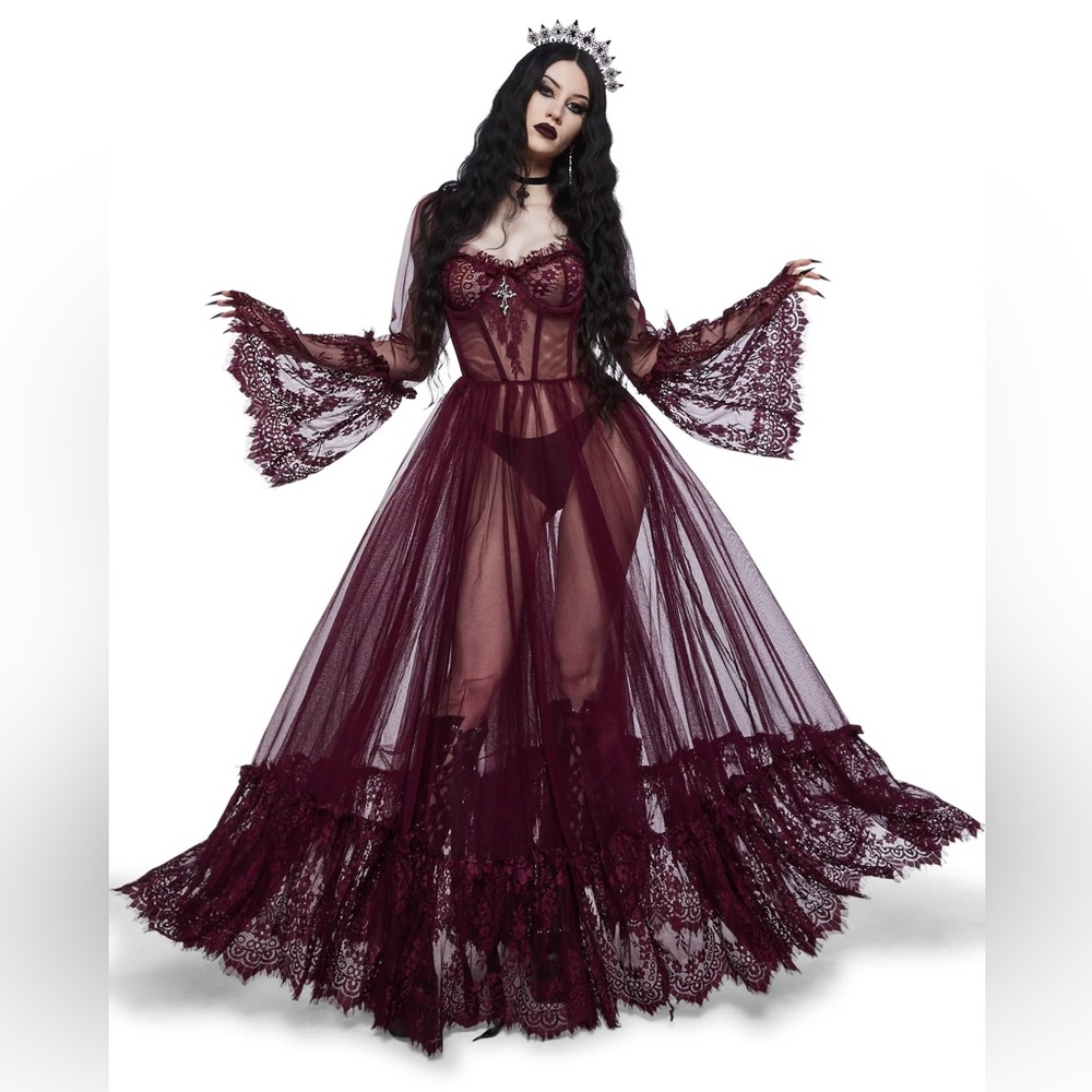Widow Dance With Death Maxi Dress - Wine